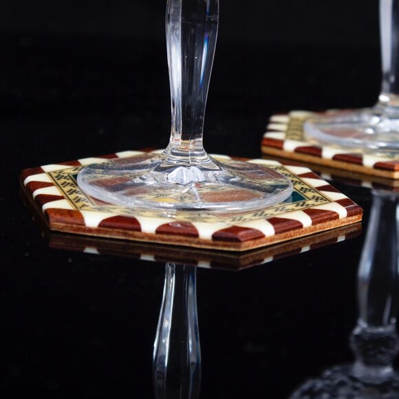 Handcrafted Vintage Molero Style Drink Coasters | 4 Unique Multicolor Coasters - Picture 8 of 9